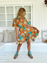 Tess Mini Dress - Aqua Fields