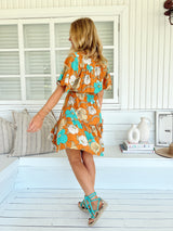 Tess Mini Dress - Aqua Fields