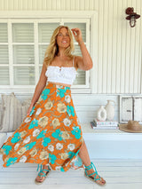 Rocky Maxi Skirt - Aqua Fields