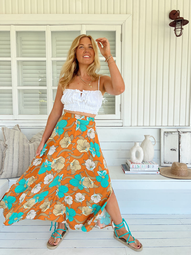 Rocky Maxi Skirt - Aqua Fields