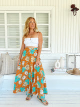 Rocky Maxi Skirt - Aqua Fields