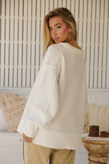 Alli V-neck Sweater - Optic White ~ Free People