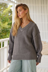 Alli V-neck Sweater - Titan ~ Free People