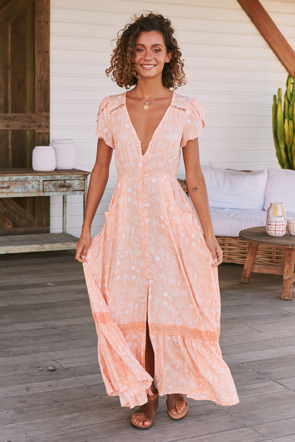 Carmen maxi clearance dress in blush