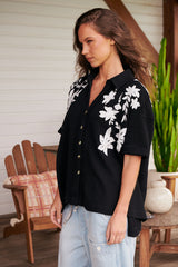 Flowers Embroidered Shirt~ Free People