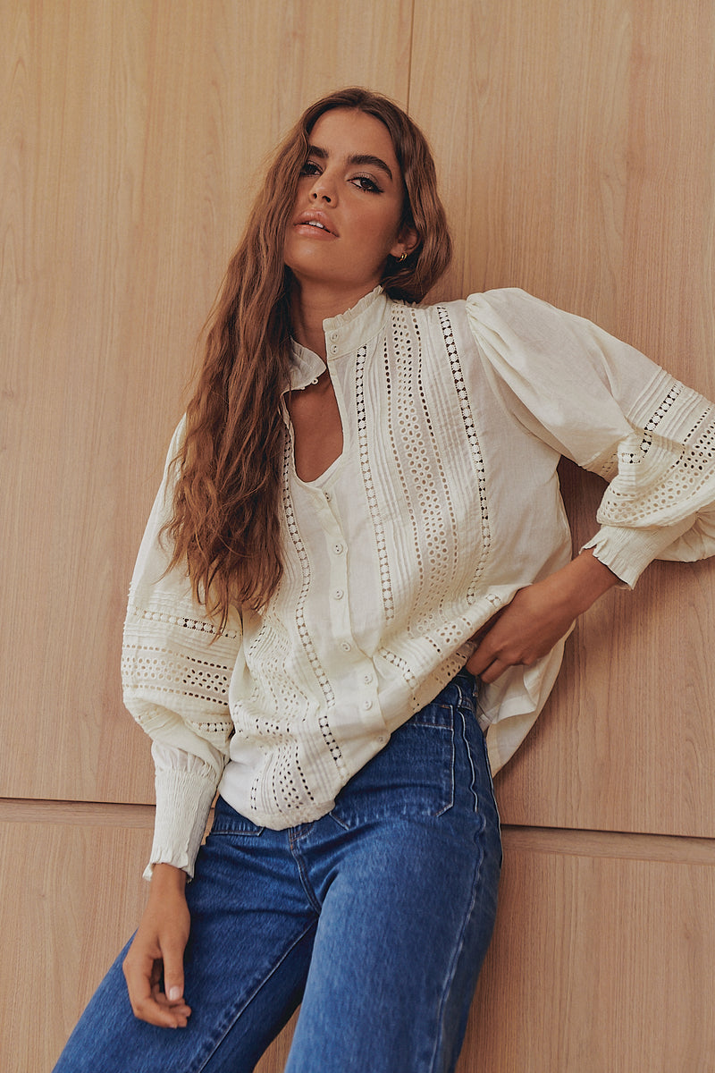 Mystical Embroidery Blouse- Ivory ~ MOS the label